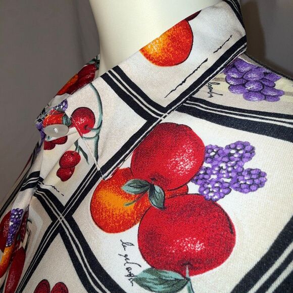 Vintage 90s Kathie Lee Fruit Print Button Down Blouse Women’s Size 14 – Grapes C - Picture 9 of 12